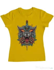 Tricou ADLER dama Stabbed wolf Galben