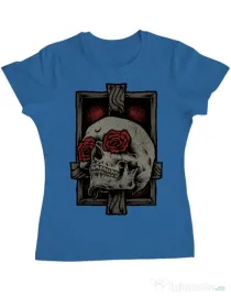Tricou ADLER dama Skullcross Albastru azuriu
