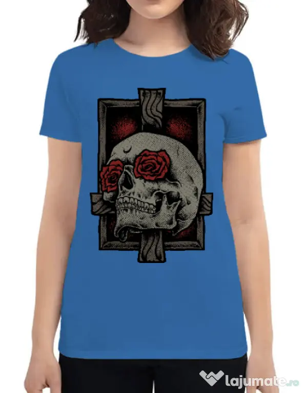 Tricou ADLER dama Skullcross Albastru azuriu