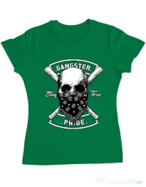 Tricou ADLER dama Gangster skull Verde mediu