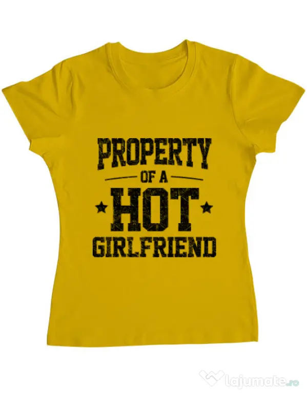 Tricou ADLER dama Property of a hot girlfriend Galben