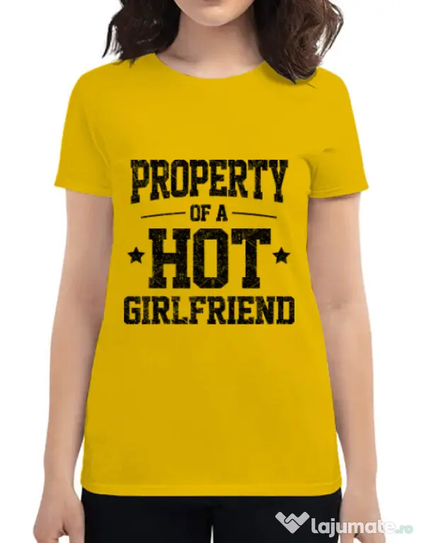 Tricou ADLER dama Property of a hot girlfriend Galben
