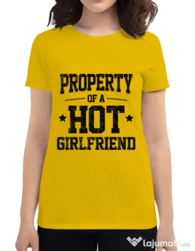 Tricou ADLER dama Property of a hot girlfriend Galben