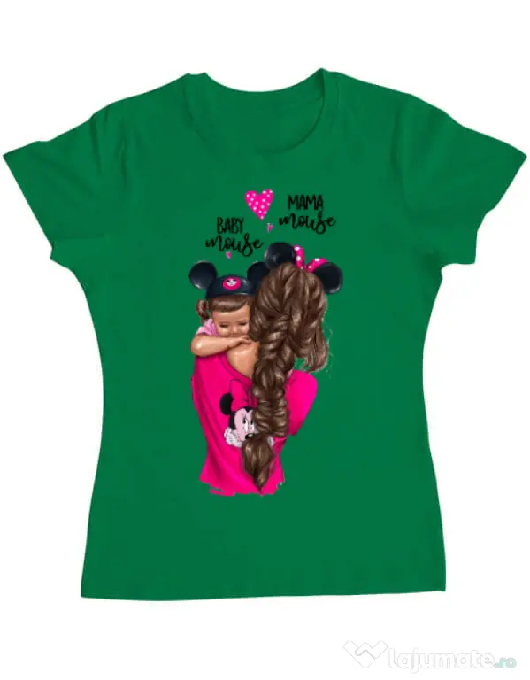 Tricou ADLER dama Mama and baby Mouse Verde mediu