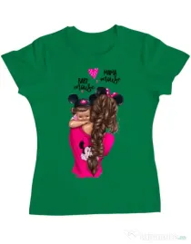 Tricou ADLER dama Mama and baby Mouse Verde mediu