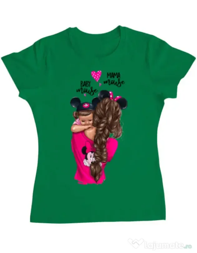 Tricou ADLER dama Mama and baby Mouse Verde mediu