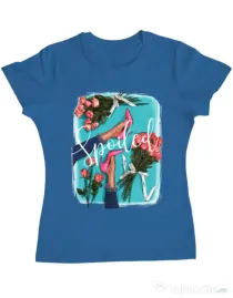 Tricou ADLER dama High Heels and roses Albastru azuriu