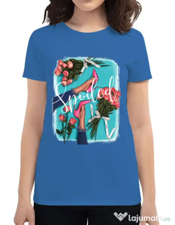 Tricou ADLER dama High Heels and roses Albastru azuriu