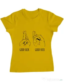 Tricou ADLER dama Good luck Galben