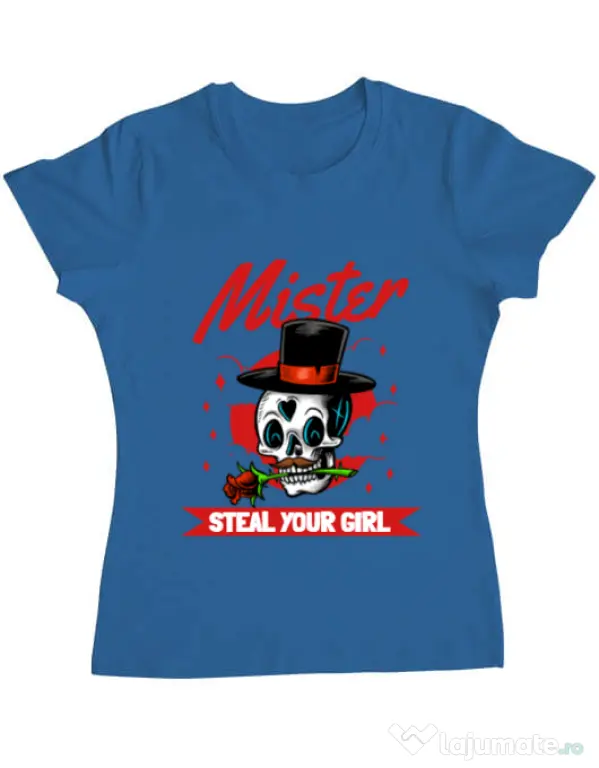 Tricou ADLER dama Mr. steal your girl Albastru azuriu