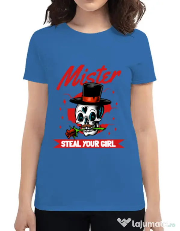 Tricou ADLER dama Mr. steal your girl Albastru azuriu