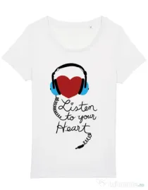 Tricou STANLEY STELLA dama Listen to your heart Alb