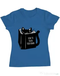 Tricou ADLER dama How to train your human Albastru azuriu