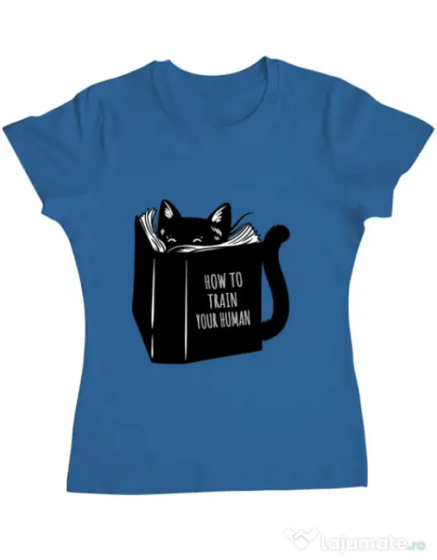 Tricou ADLER dama How to train your human Albastru azuriu