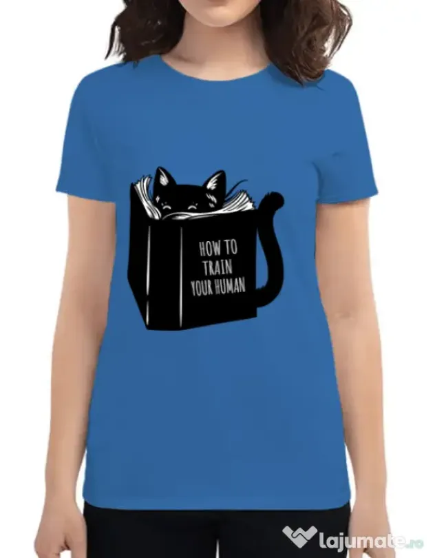 Tricou ADLER dama How to train your human Albastru azuriu