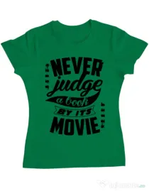 Tricou ADLER dama Never judge a book Verde mediu