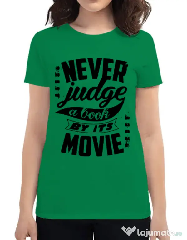 Tricou ADLER dama Never judge a book Verde mediu