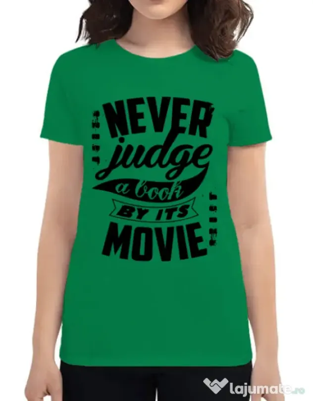 Tricou ADLER dama Never judge a book Verde mediu