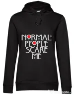 Hoodie dama cu gluga Normal people scare me Negru