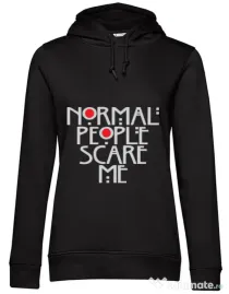 Hoodie dama cu gluga Normal people scare me Negru
