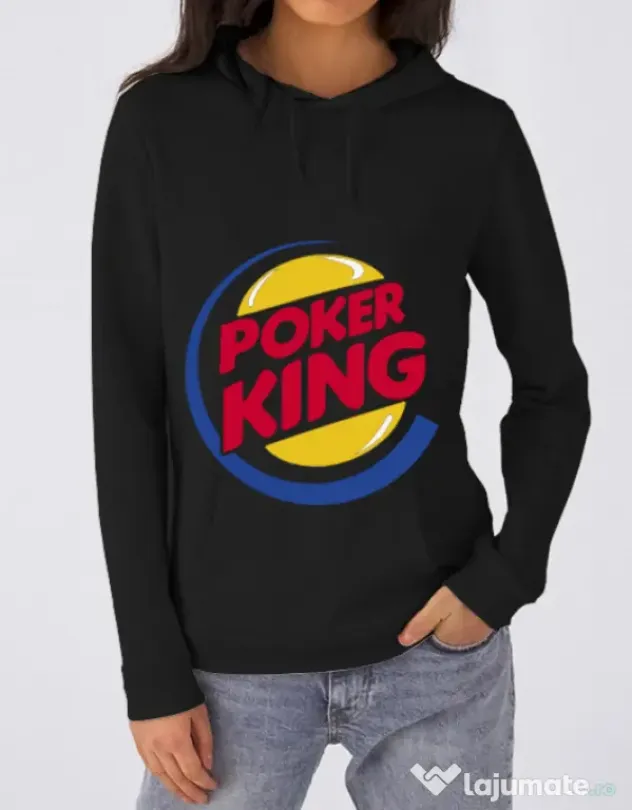 Hoodie dama cu gluga Poker King Negru