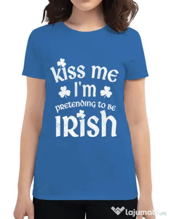 Tricou ADLER dama Pretending to be irish Albastru azuriu
