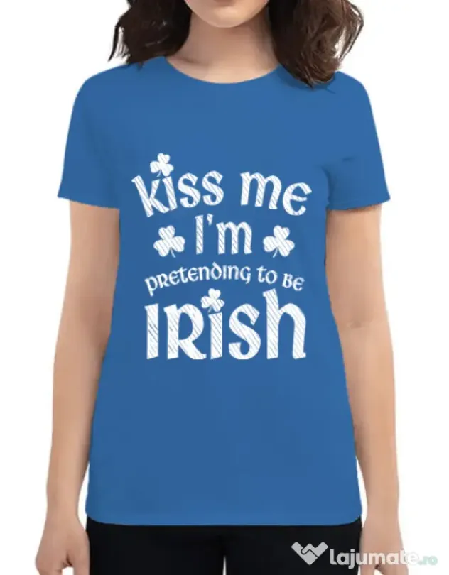 Tricou ADLER dama Pretending to be irish Albastru azuriu