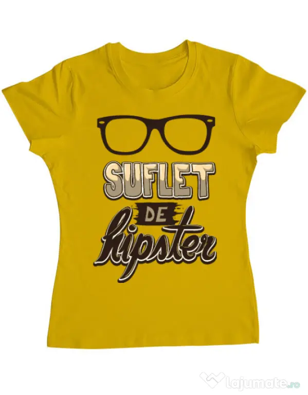 Tricou ADLER dama Suflet de hipster Galben