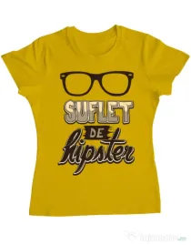 Tricou ADLER dama Suflet de hipster Galben