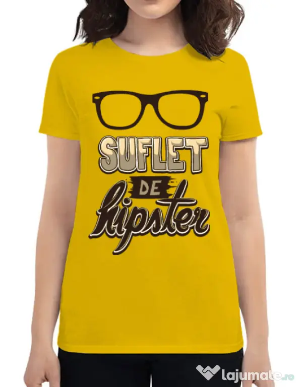Tricou ADLER dama Suflet de hipster Galben