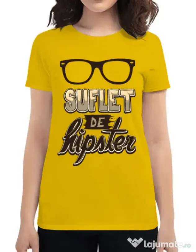 Tricou ADLER dama Suflet de hipster Galben