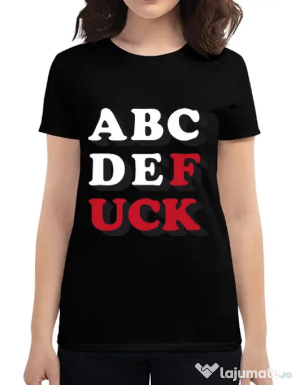 Tricou ADLER dama The alphabet Negru