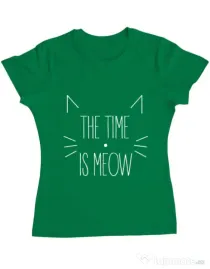 Tricou ADLER dama The time is meow Verde mediu
