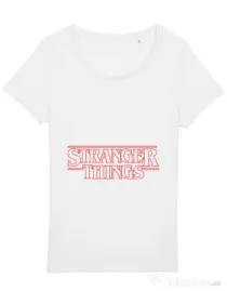 Tricou STANLEY STELLA dama Stranger things outline Alb