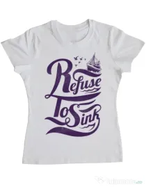 Tricou ADLER dama Refuse to sink Alb