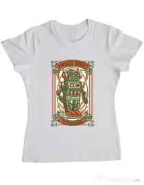 Tricou ADLER dama Vintage Robot Alb