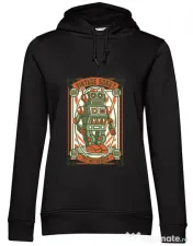 Hoodie dama cu gluga Vintage Robot Negru