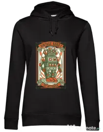 Hoodie dama cu gluga Vintage Robot Negru