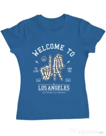 Tricou ADLER dama Welcome To L.A Albastru azuriu