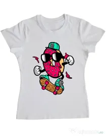 Tricou ADLER dama Donut skater Alb