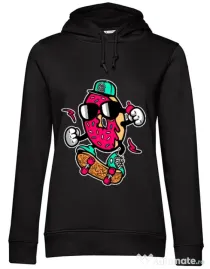 Hoodie dama cu gluga Donut skater Negru
