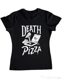 Tricou ADLER dama Death By Pizza Negru