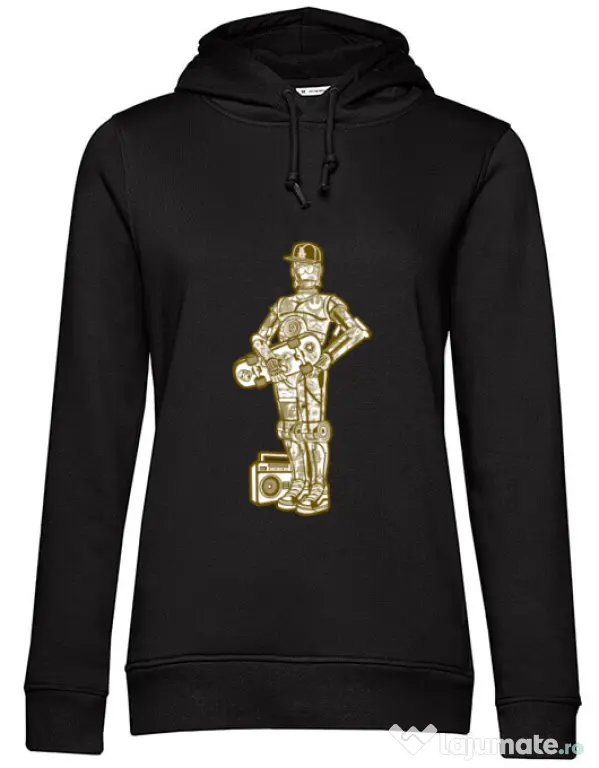 Hoodie dama cu gluga Street C3PO Negru