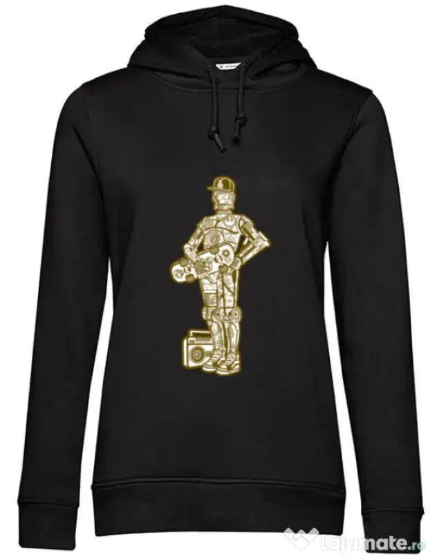 Hoodie dama cu gluga Street C3PO Negru