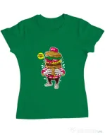 Tricou ADLER dama I Love Burger Verde mediu