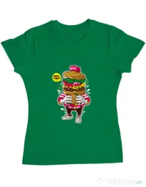 Tricou ADLER dama I Love Burger Verde mediu