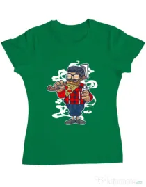 Tricou ADLER dama Pizza Beard Verde mediu