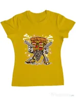 Tricou ADLER dama Pizza Gangster Galben