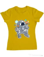 Tricou ADLER dama Astronaut Ice Cream Galben