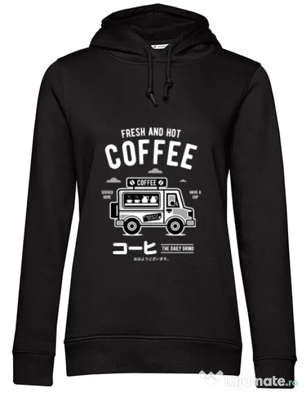 Hoodie dama cu gluga Coffee Van Negru